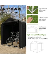 Sugift 7 x 5.2FT Storage Shelter Outdoor Bike Tent with Waterproof Cover and Zipper Door-Gray