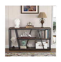 Tribesigns Console Table, Industrial Sofa Table with Shelves, 3-Tier Entryway Table with Storage for Entryway, Living Room, Hallway, 59.1" L x 11.8" W