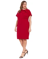 London Times Plus Bow-Neck Sheath Dress