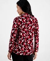 Ak Anne Klein Petite Floral-Print Top