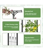 Skonyon 6.8 Feet Garden Arbor with Trellises for Climbing Plant Vine Rose
