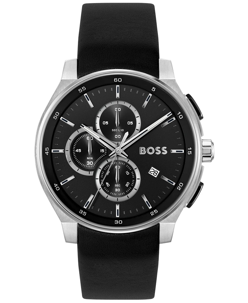 Hugo Boss Men's Peak 2.0 Quartz Chrono Leather Watch 45mm