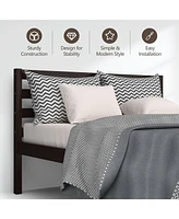Gymax Full Wood Platform Bed Frame Headboard Slat Support Mattress Foundation