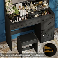 Streamdale Furniture Vanity Table with Mirror, Led Light, and 3 Drawers