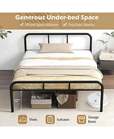 Gymax Full Size Bed Frame Metal Platform Bed Base w/ Headboard & Footboard Black