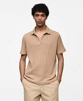 Mango Men's Ribbed Cotton Polo Shirt