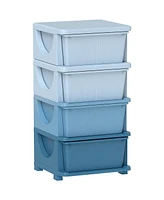 Qaba 30" 4 Tier Kids Storage Unit Dresser Tower, Blue