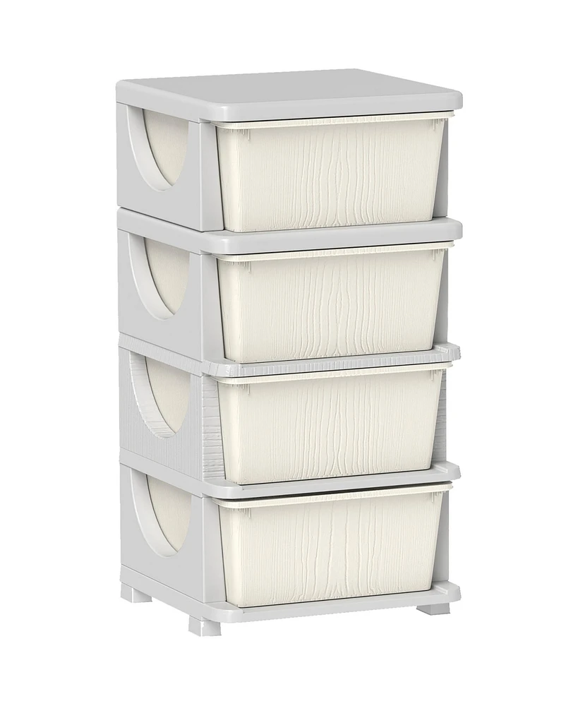 Qaba 30" 4 Tier Kids Storage Unit Dresser Tower,