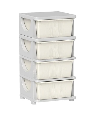 Qaba 30" 4 Tier Kids Storage Unit Dresser Tower,