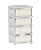 Qaba 30" 4 Tier Kids Storage Unit Dresser Tower,