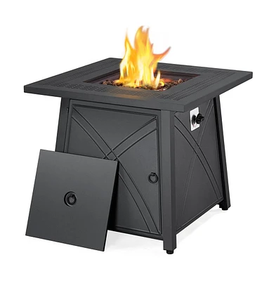 Yaheetech 28 Inch Square Gas Fire Pit Table Black