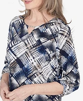 Alfred Dunner Petite Classics Abstract Textured Patchwork Top