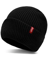 Levi's Men's Waffle Beanie & Buffalo Plaid Scarf Set