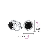 Bling Jewelry Classic 2CT Round Cz Cubic Zirconia Solitaire Halo Clip On Stud Earrings For Women Non Pierced 7MM