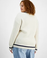 On 34th Trendy Plus V-Neck Tipped Sweater