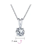 Bling Jewelry 1.5CTW Cz Solitaire Round Clear Cubic Zirconia Pendant Necklace For Women s Sterling Silver