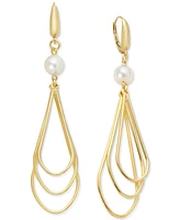 Cultured Freshwater Pearl (7-1/2 - 8mm) Openwork Drop Earrings in 14k Gold-Plated Sterling Silver