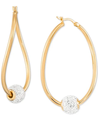 Crystal Ball Figure Eight Medium Hoop Earrings in 14k Gold-Plated Sterling Silver