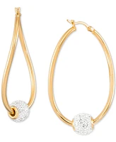 Crystal Ball Figure Eight Medium Hoop Earrings in 14k Gold-Plated Sterling Silver