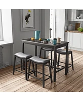 Sugift 5-Piece Dining Set with 4 Upholstered Stools