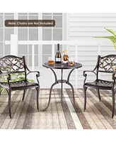 Skonyon 24 Inch Round Cast Aluminum Table Patio Dining Bistro Table with 2 Inch Umbrella Hole-Copper