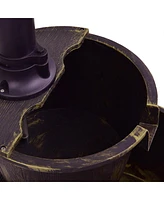 Skonyon 2 Tiers Outdoor Barrel Waterfall Fountain with Pump