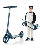 Skonyon Folding Aluminum Alloy Scooter with 3 Adjustable Heights-Blue