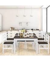 Sugift 5 Pieces Solid Wood Compact Kitchen Dining Set-Walnut