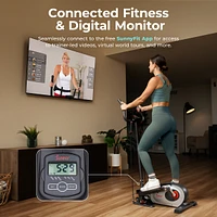 Sunny Health & Fitness Smart Compact Elliptical Cross Trainer with Handlebar and Exercise Bands, Magnetic Resistance, Bluetooth & SunnyFit App Connect