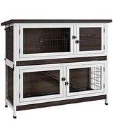 Simplie Fun 2-Tier Rabbit Cage: Wooden Hutch with Removable Trays