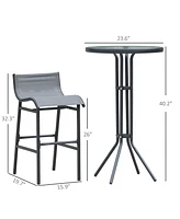 Streamdale Furniture 3-Piece Bistro Set for 2 with Round Table & Bar Chairs in Charcoal Gray