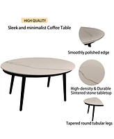 Modern Outdoor Patio Conversation Set with Sunbrella Cushions and Marble-Look Table