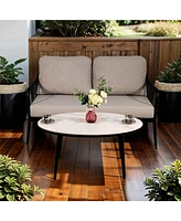 Streamdale Furniture Modern Outdoor Patio Conversation Set with Sunbrella Cushions and Marble-Look Table