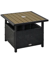 Streamdale Furniture Rattan Wicker Side Table with Umbrella Hole and Sandbag