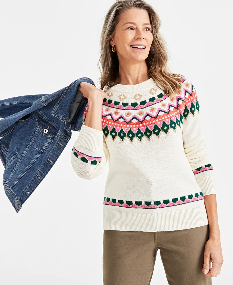 Style & Co Women's Fair Isle Pullover Sweater, Created for Macy's