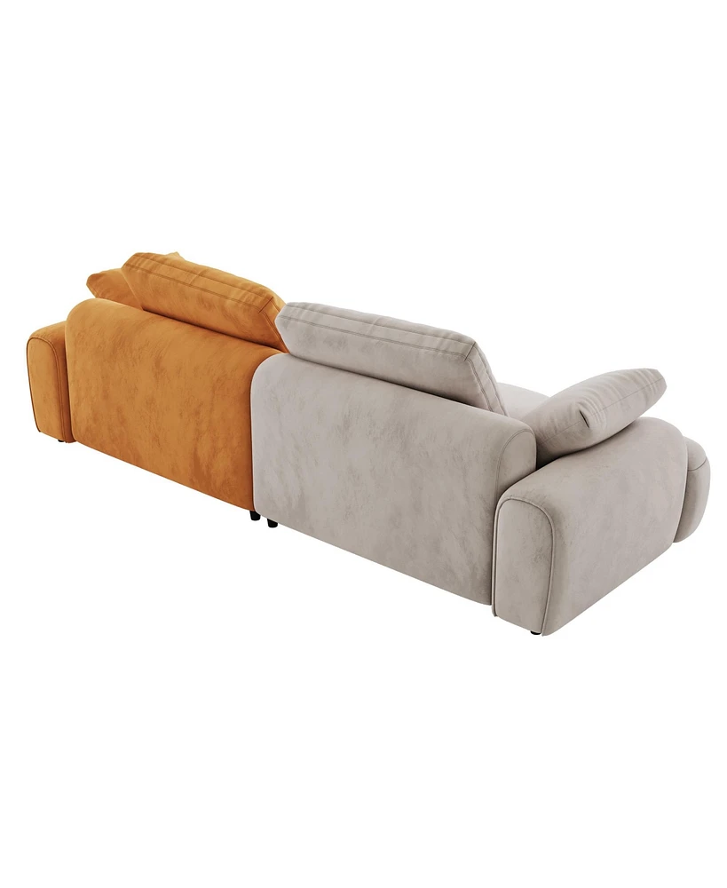 Streamdale Furniture 86" 2-Seat Modern Gray Suede Sofa with Extended Height