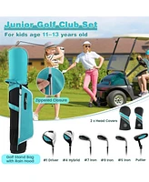 Junior Complete Golf Club Set with Stand Bag Rain Hood-Blue