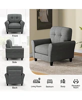 Sugift Modern Upholstered Accent Chair with Rubber Wood Legs