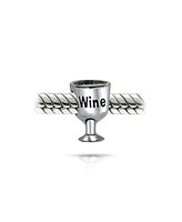 Bling Jewelry Foodie Drinker Goblet Sommelier Wine Glass Stem Bead Charm For Women Sterling Silver Fits European Bracelet