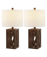 Jonathan Y Stewart 21.5" Farmhouse Wood Led Table Lamp, Black (Set of 2)