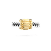 Bling Jewelry Ridged Grooved Stripe Barrel Spacer Bead Charm For Women Gold Plated Sterling Silver Fits European Bracelet - Gold