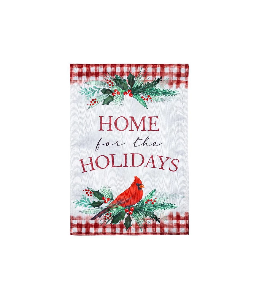 Evergreen Garden Flag Holiday Cardinal Moire Double Sided Indoor Outdoor Decor 18" x 12.5"