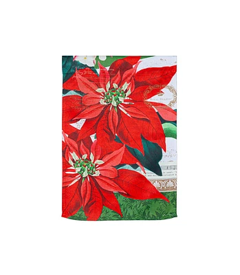 Evergreen Garden Flag Elegant Poinsettia Suede Double Sided Indoor Outdoor Decor 18" x 12.5"