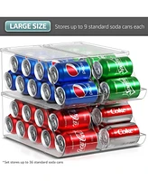 Sorbus 4-Pack Clear Plastic Soda Can Organizer with Lid - Holds 9 Cans Each
