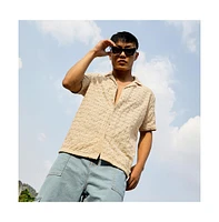 Men's Beige Embroidered Flora Shirt