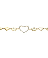 GiGiGirl 14k Yellow Gold Plated with Cubic Zirconia Heart Halo Charm Bracelet