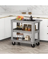 Skonyon 3-Tier Utility Cart with 550 Lbs Max Load and Adjustable Middle Shelf-Gray