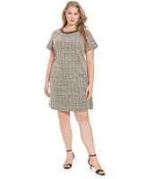 London Times Plus Embellished Jacquard T-Shirt Dress