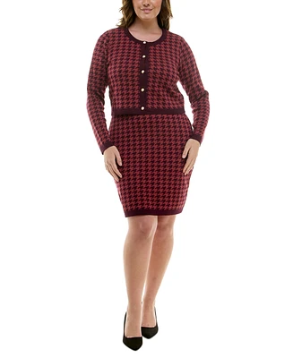 Taylor Plus Houndstooth Cropped Jacket & Bodycon Dress