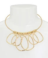 Robert Lee Morris Soho Gold Textured Ring Bib Wire Necklace